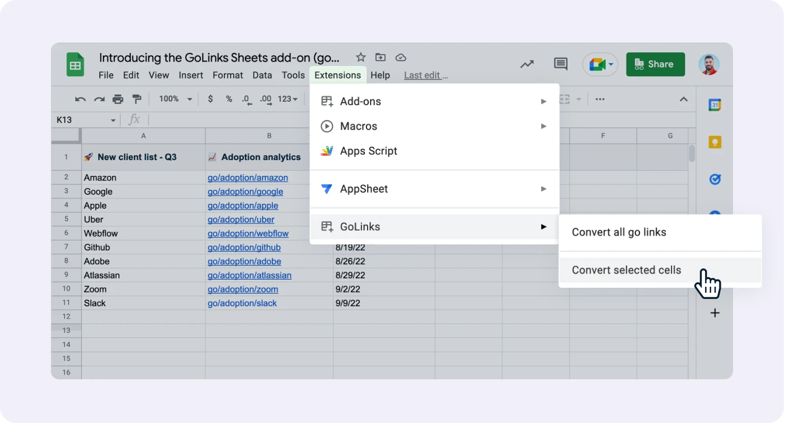 GoLinks® in Google Sheets
